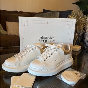 Alexander McQueen White and Gold Sneakers Sz 6 Women